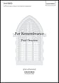 For Remembrance SATB choral sheet music cover